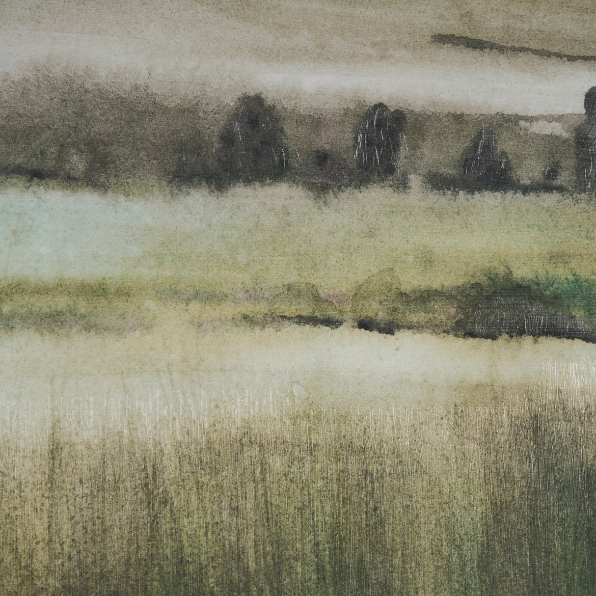 Rolling Fields II Hand Embellished Brown Framed Watercolor Art Print on Paper Mounted with Backing from Mercana - Luna Furniture