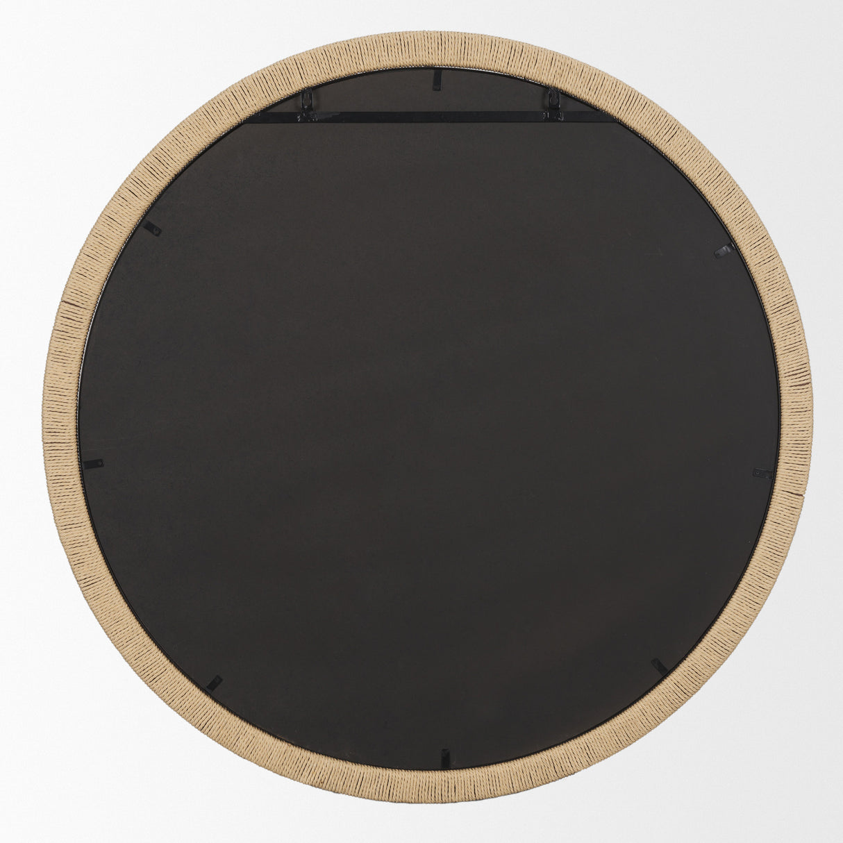 Vasie Black Wood w/ Jute Round Mirror from Mercana - Luna Furniture
