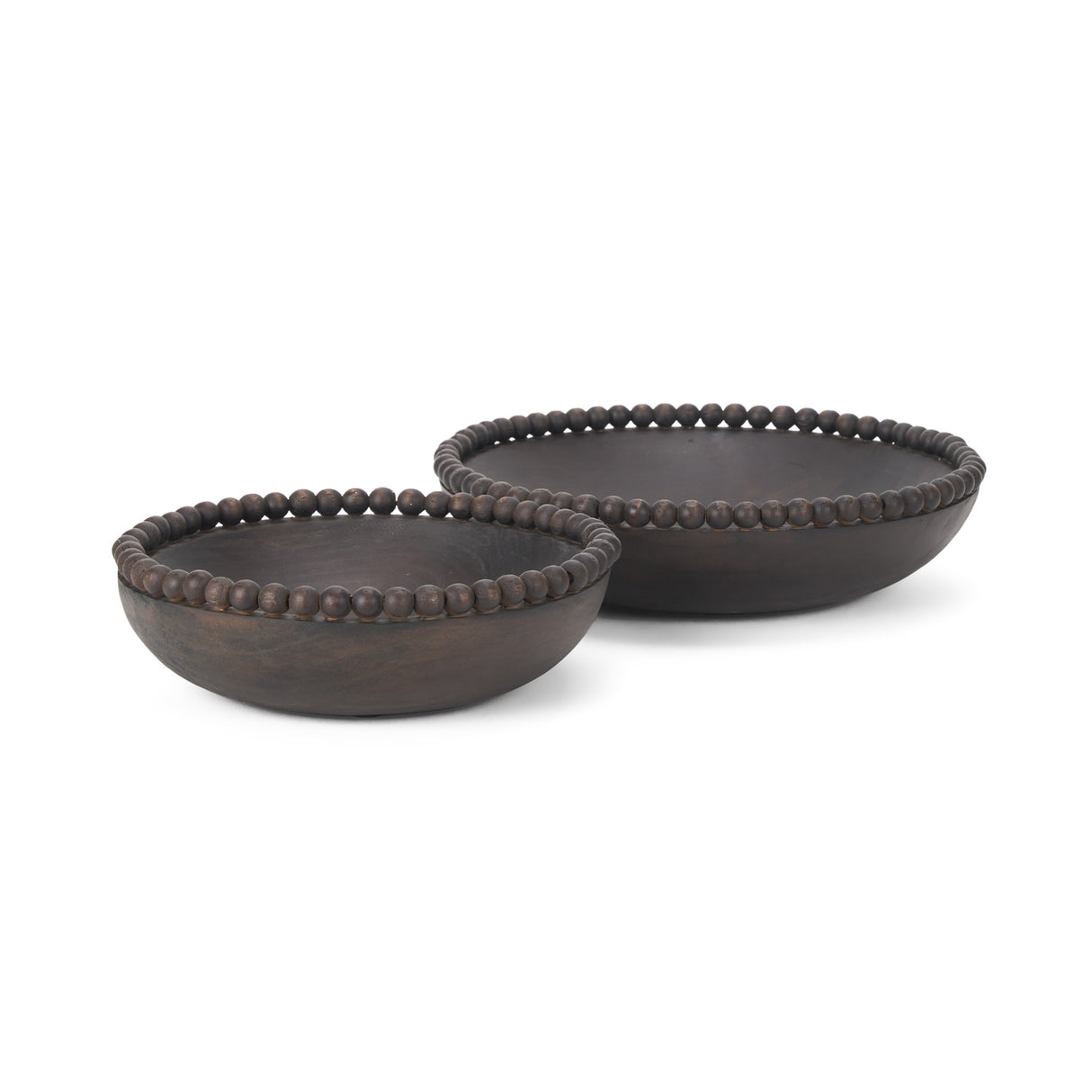 Wendell Dark Brown Wood w/ Wood Beads Round Bowls from Mercana - Luna Furniture
