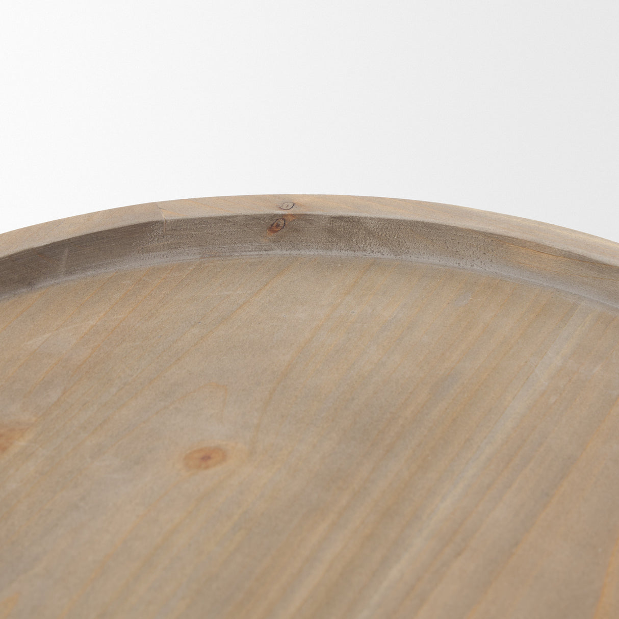 Virve Round Light Brown Wood w/ Gray Wash Wooden Trays from Mercana - Luna Furniture