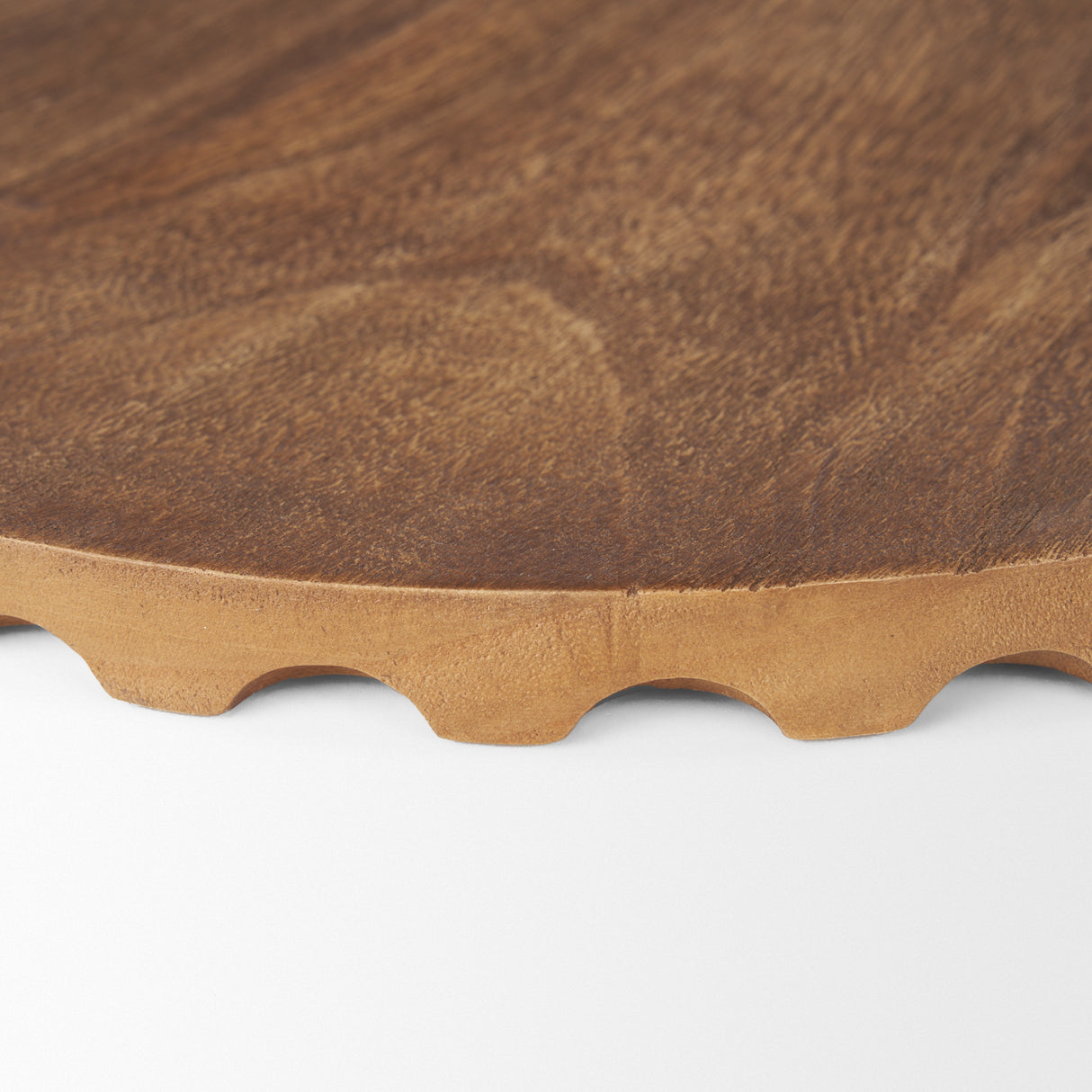 Waverly Round Light Brown Wood Scalloped Edged Trays from Mercana - Luna Furniture