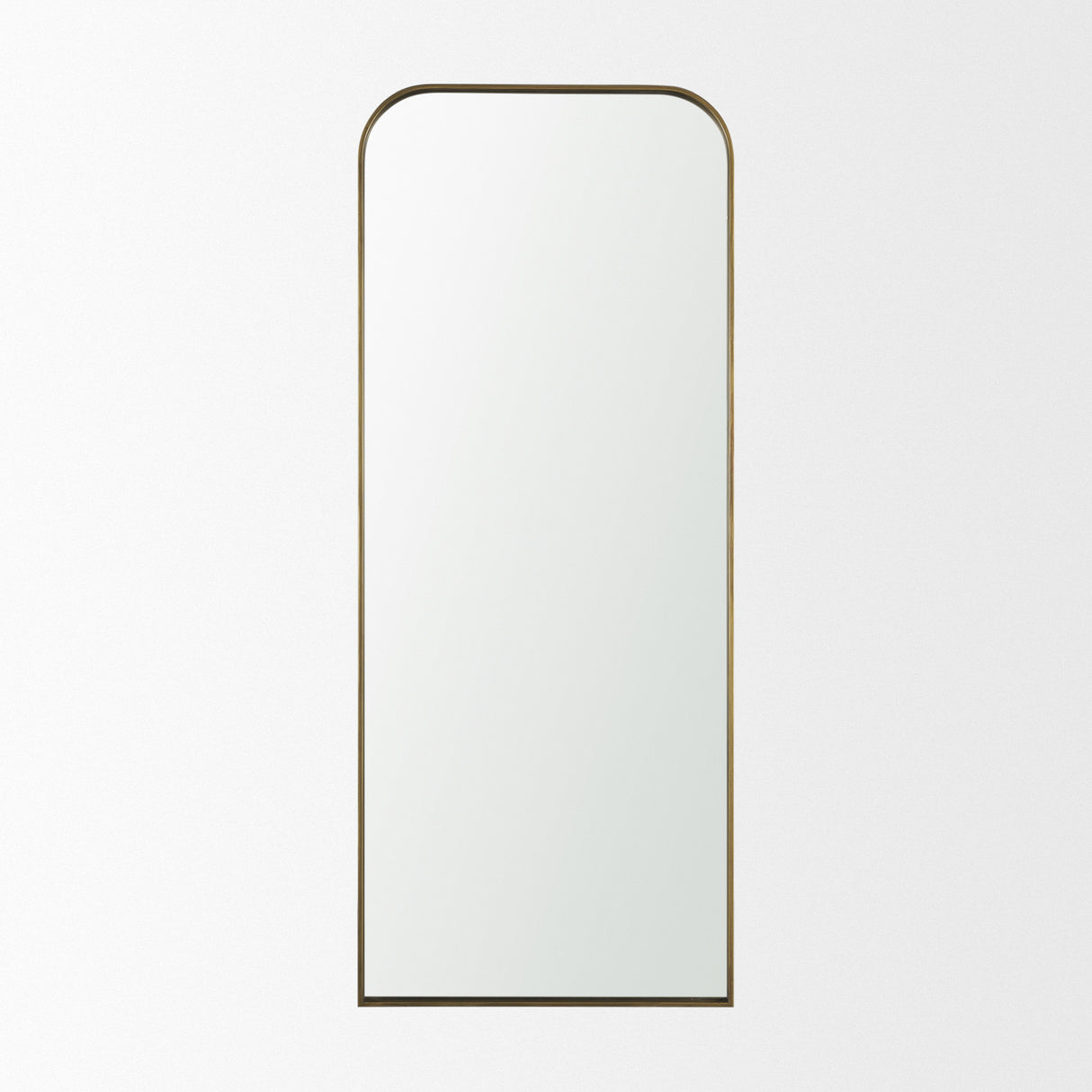 Tamira 75.8" Tall Brushed Brass Metal Arched Mirror from Mercana - Luna Furniture