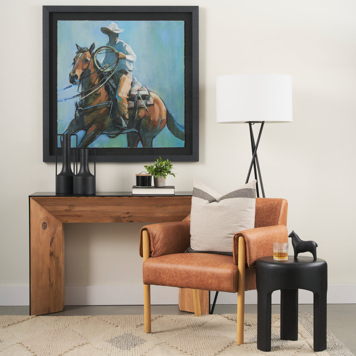 Riya Solid Black Wooden Stool from Mercana - Luna Furniture