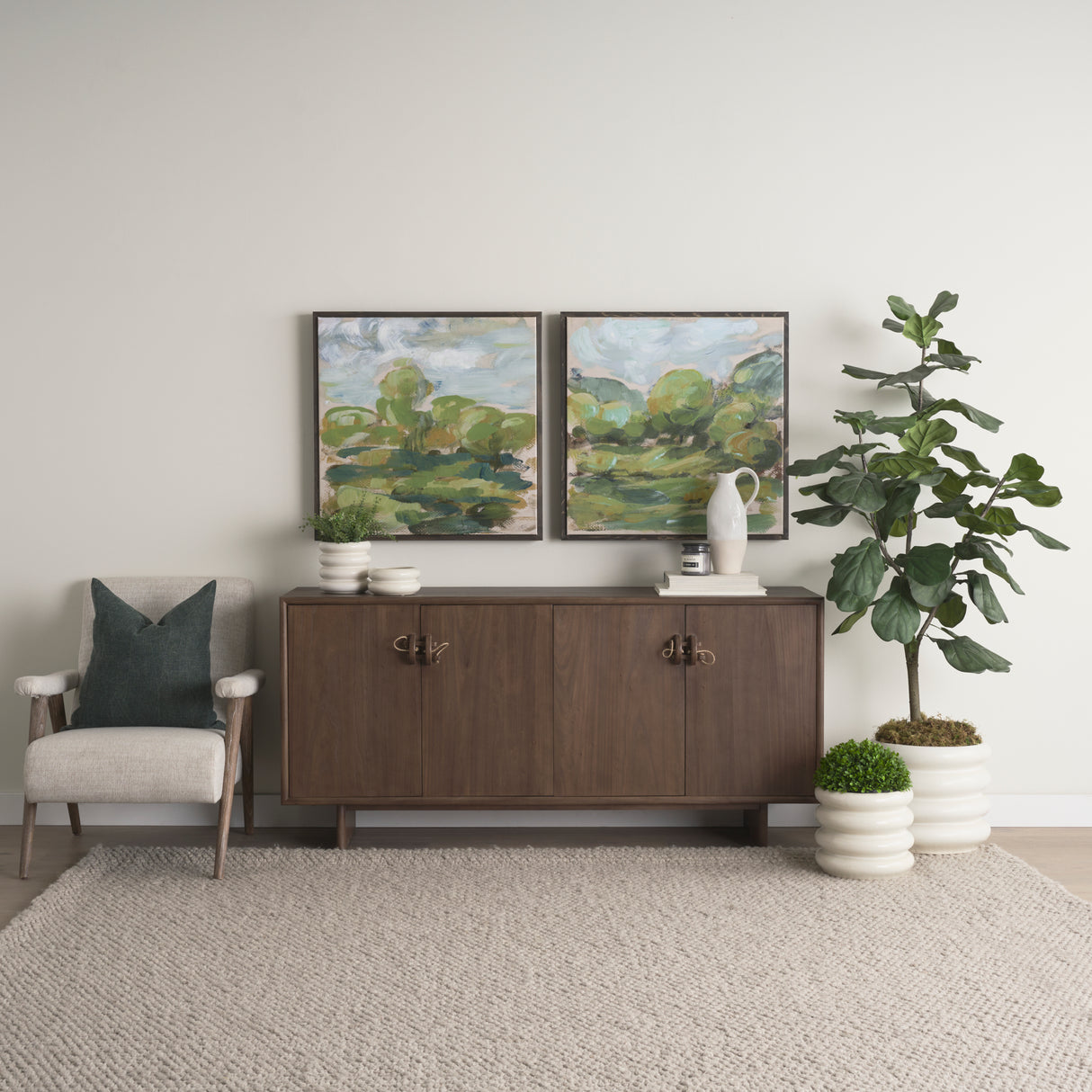 Twyla Tall Cream Glazed Floor Ceramic Vase from Mercana - Luna Furniture