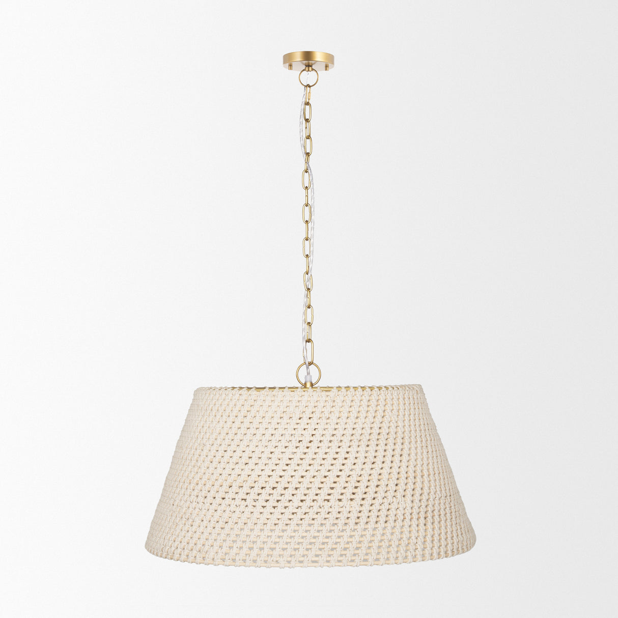 Tosha 1-Light Tapered Cotton Rope Drum Pendant from Mercana - Luna Furniture