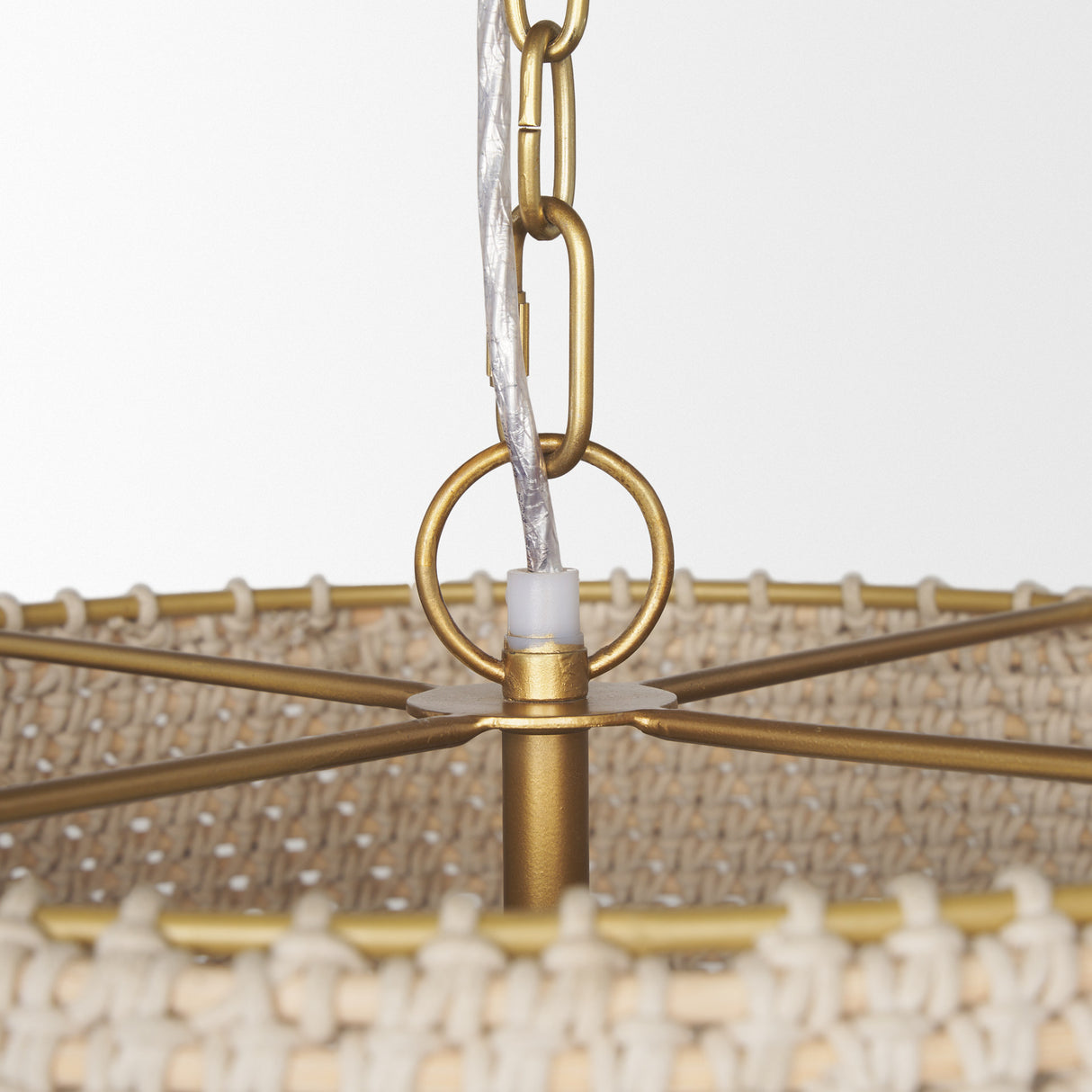 Tosha 1-Light Tapered Cotton Rope Drum Pendant from Mercana - Luna Furniture