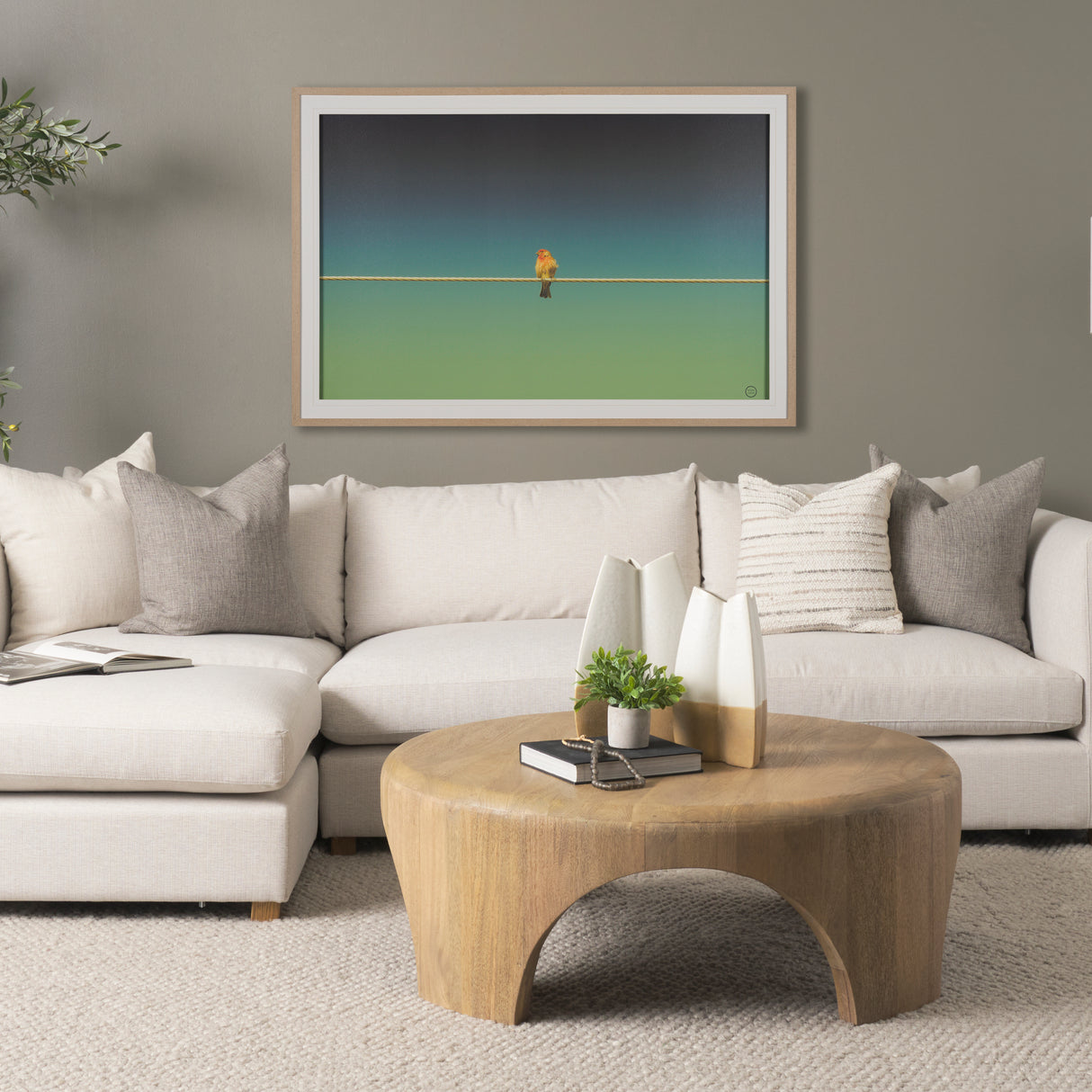Wired Finch by Nathan Larson a Hand Embellished Framed Photo Art Print Matted under Glass from Mercana - Luna Furniture