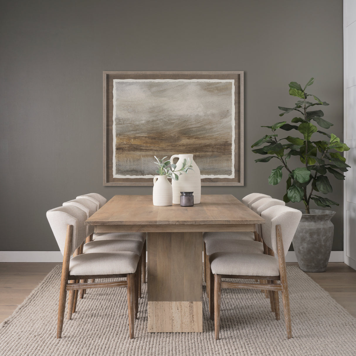 Shivon 94" Light Brown Mango Wood W/ Travertine Dining Table from Mercana - Luna Furniture