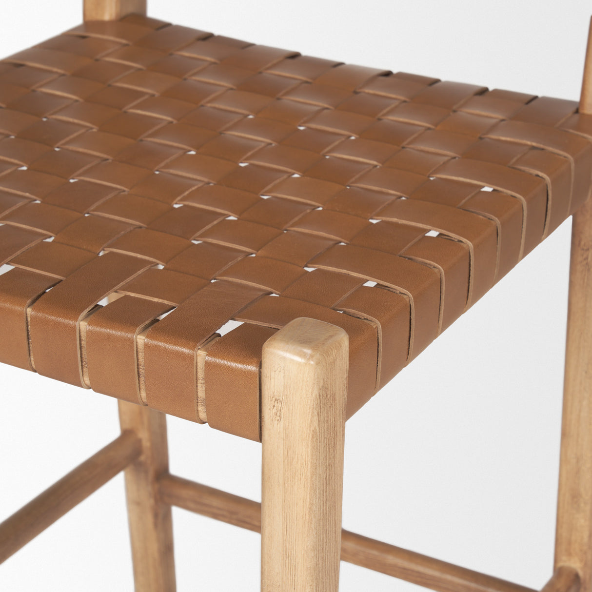 Shane Brown Wood w/ Woven Brown Leather Counter Stool from Mercana - Luna Furniture