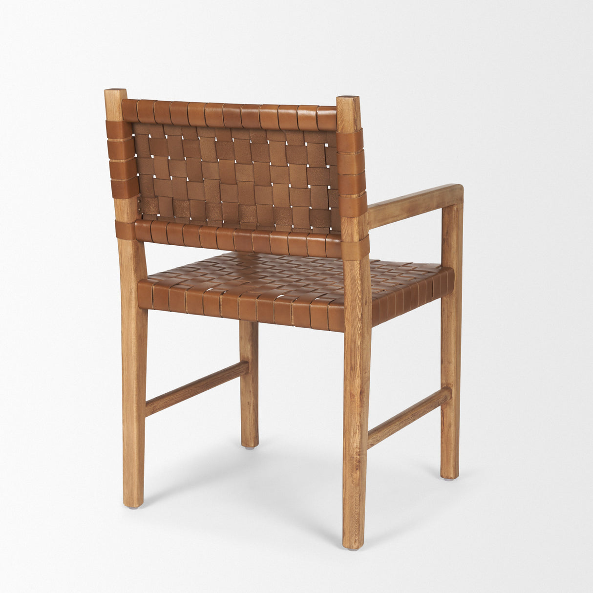 Shane Brown Wood w/ Woven Brown Leather Dining Armchair from Mercana - Luna Furniture