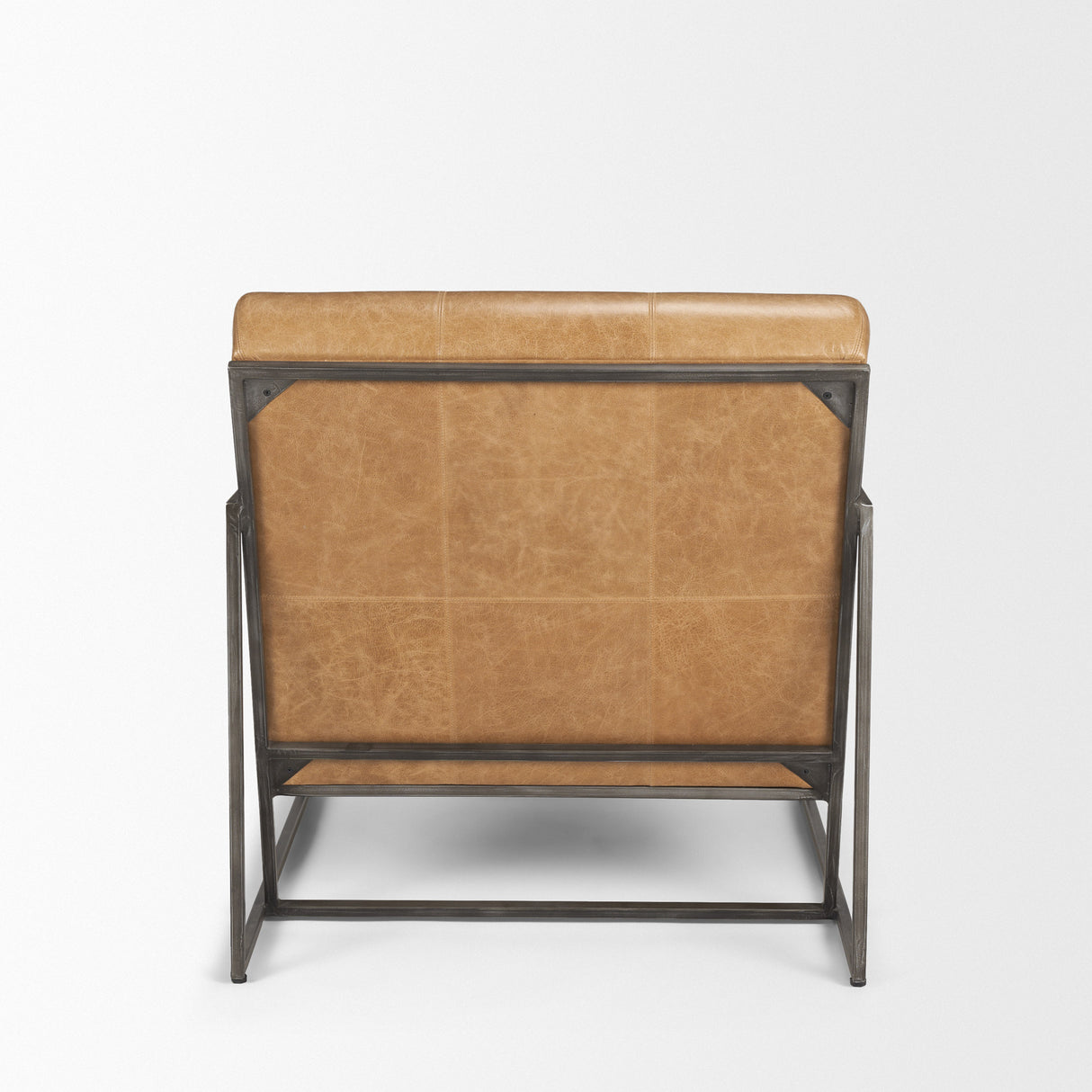 Stratton Gunmetal w/ Genuine Brown Leather Upholstered Accent Chair from Mercana - Luna Furniture