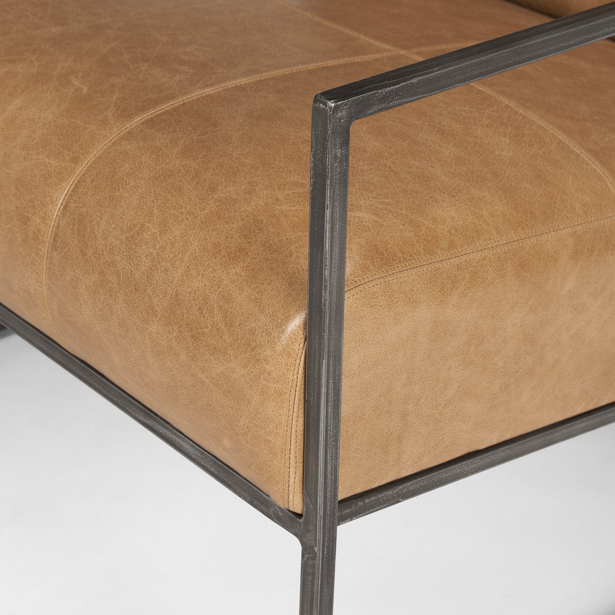 Stratton Gunmetal w/ Genuine Brown Leather Upholstered Accent Chair from Mercana - Luna Furniture