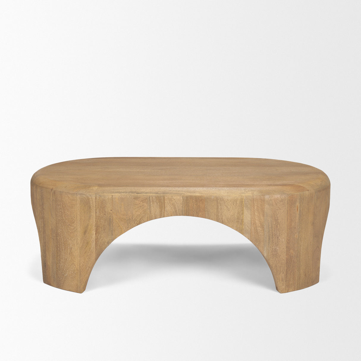 Shima Oval Light Brown Wood w/ Arched Legs Coffee Table from Mercana - Luna Furniture