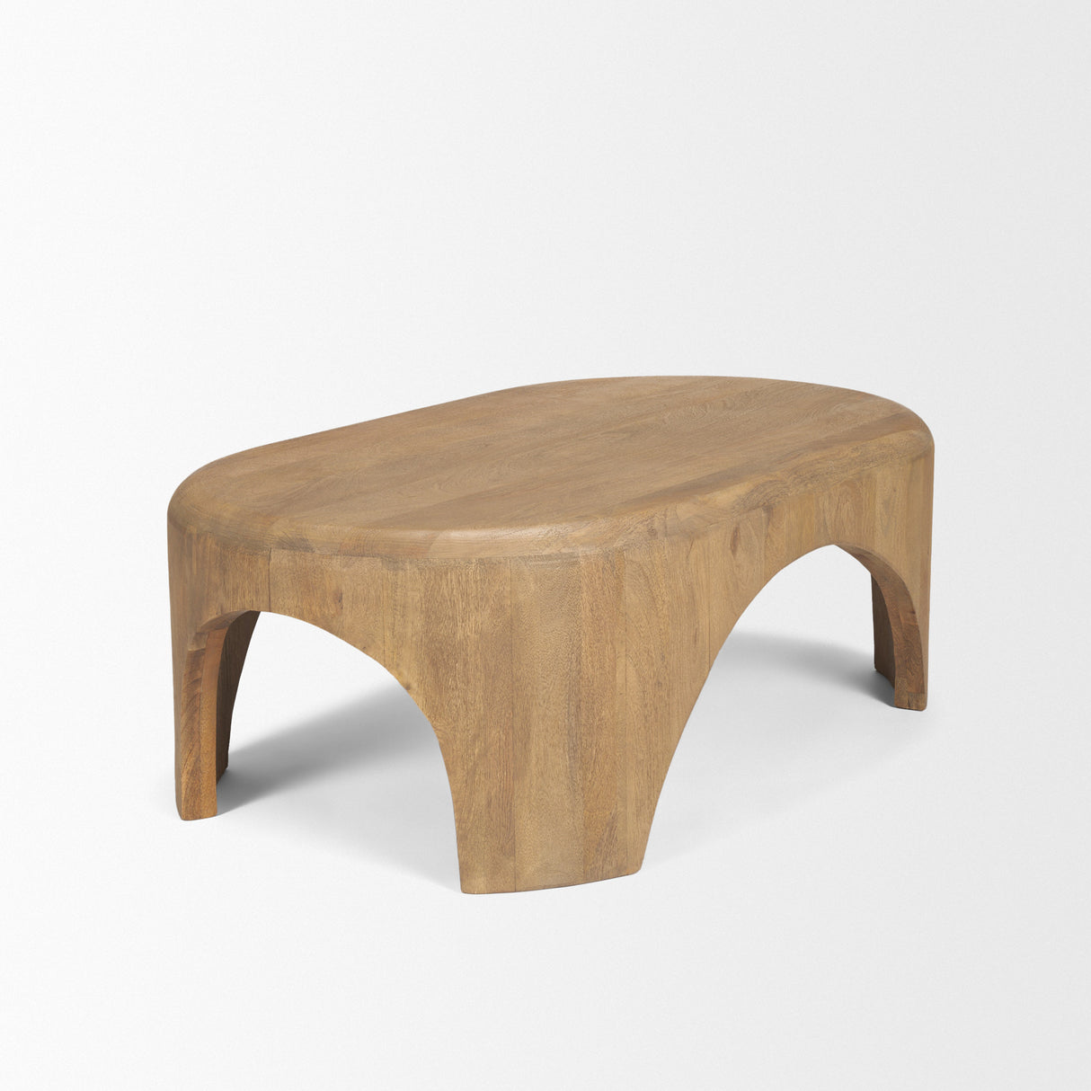 Shima Oval Light Brown Wood w/ Arched Legs Coffee Table from Mercana - Luna Furniture