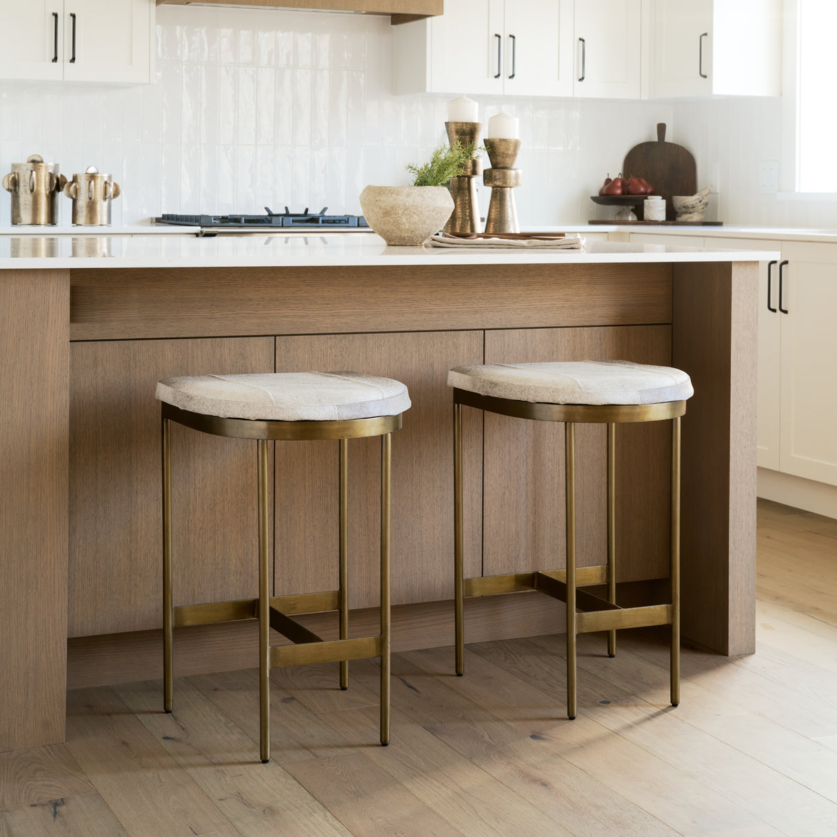 Millie 16.75 X 17.75 X 26.25 Hair-on-hide Seat W/ Gold Metal Frame Counter Stool from Mercana - Luna Furniture