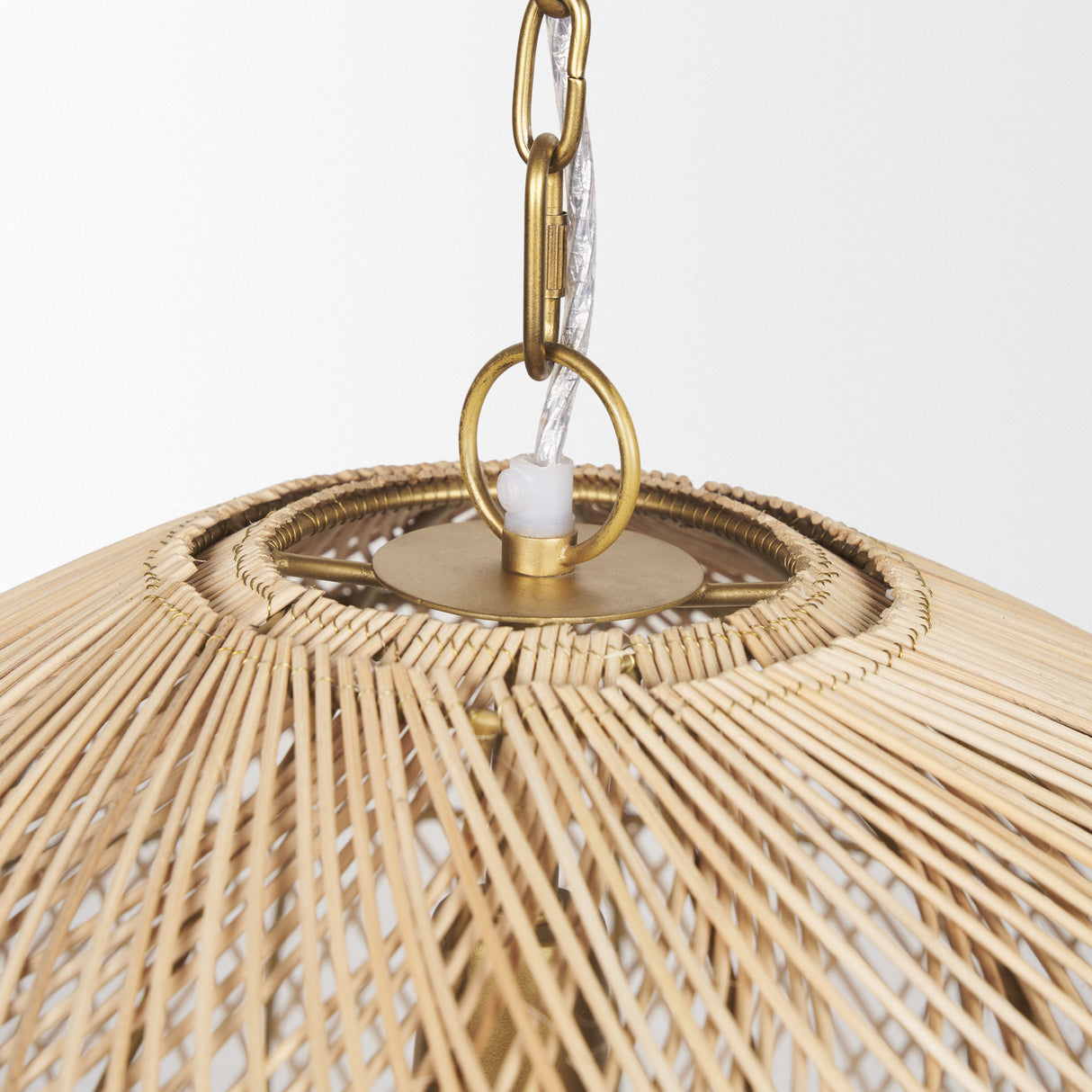 Thad 1-Light Natural Woven Rattan Dome Pendant from Mercana - Luna Furniture