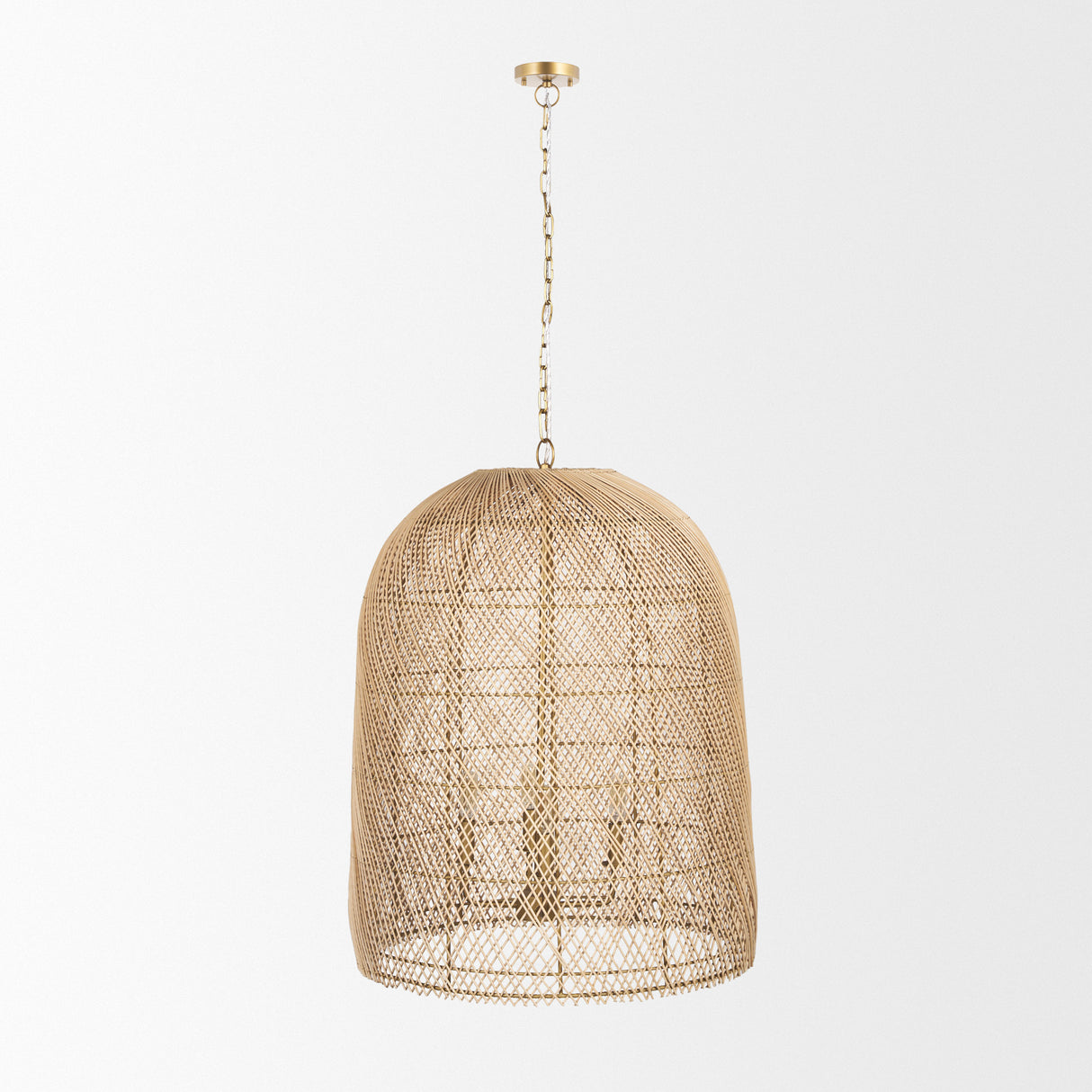 Thad 4-Light Natural Woven Rattan Foyer Chandelier from Mercana - Luna Furniture