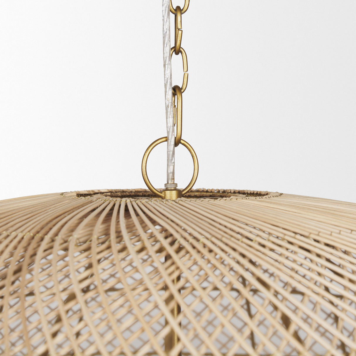 Thad 4-Light Natural Woven Rattan Dome Chandelier from Mercana - Luna Furniture