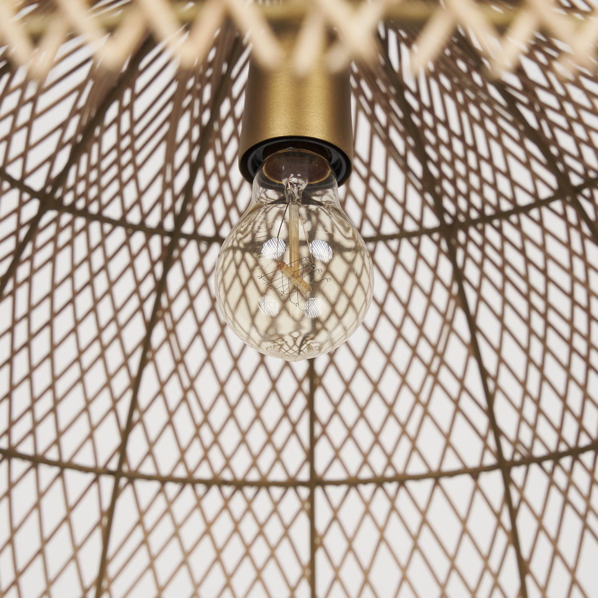 Thad 1-Light Natural Woven Rattan Dome Pendant from Mercana - Luna Furniture