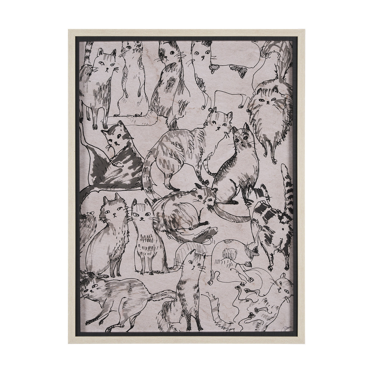 Cat Sketch by Mercana Studio a Hand Embellished Framed Art Print Matted under Glass from Mercana - Luna Furniture