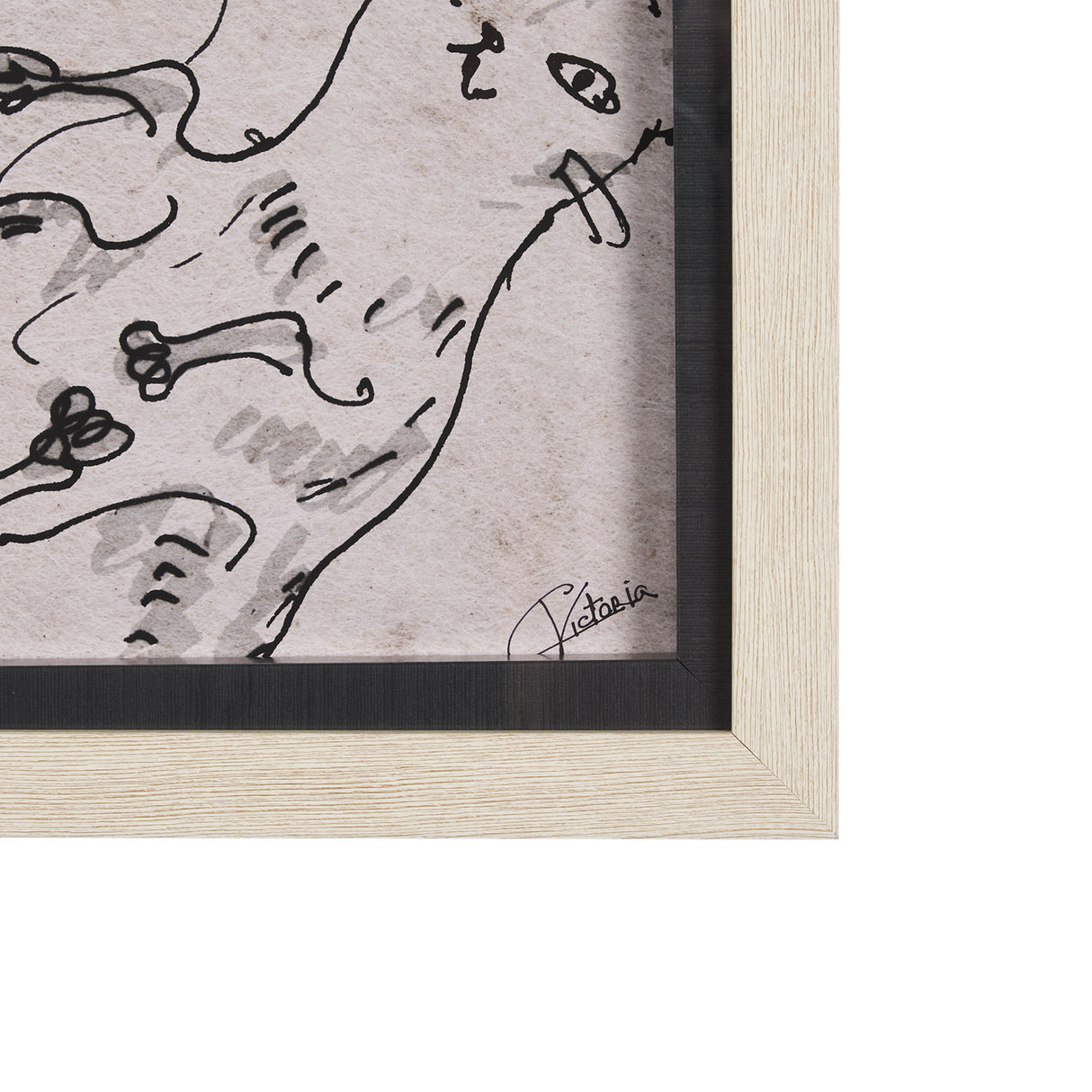Cat Sketch by Mercana Studio a Hand Embellished Framed Art Print Matted under Glass from Mercana - Luna Furniture