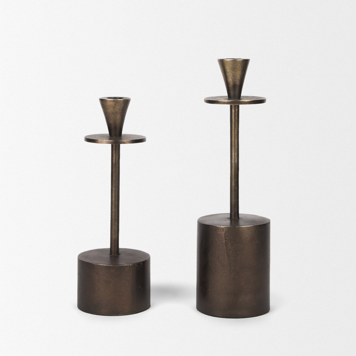 Petria Antiqued Gold Textured Metal Taper Candle Holders from Mercana - Luna Furniture