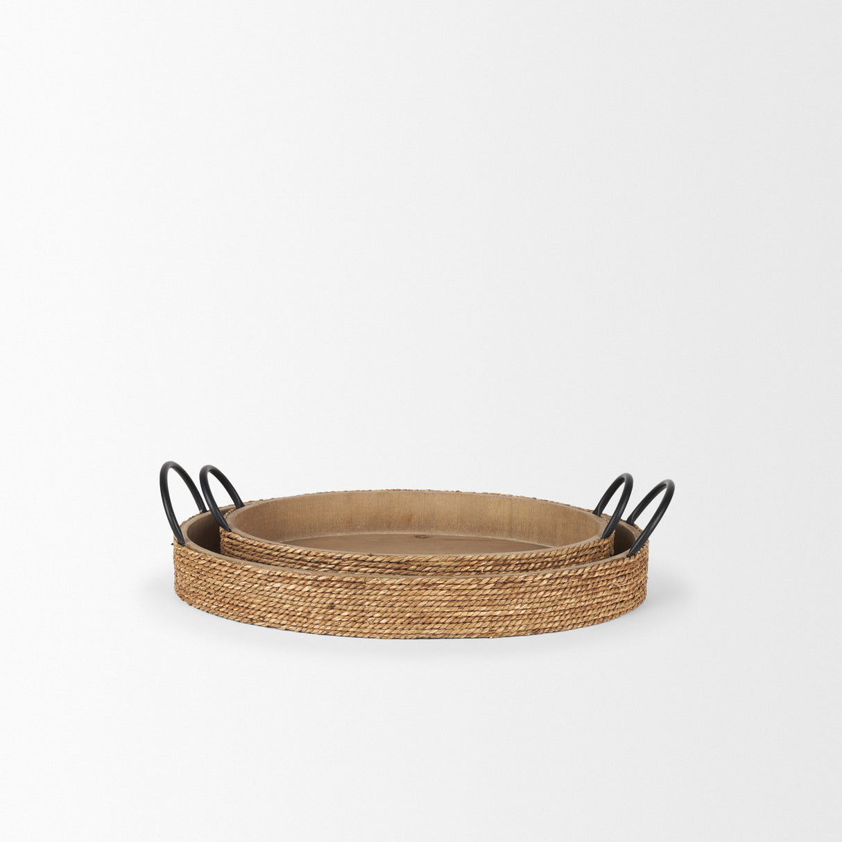 Wheaton Light Brown Wood w/ Natural Jute Serving Trays from Mercana - Luna Furniture