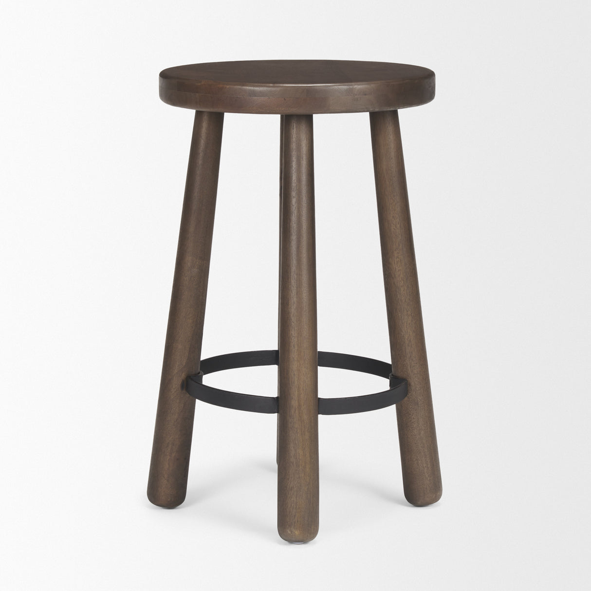 Weldon Dark Brown Wood w/ Matte Black Metal Counter Stool from Mercana - Luna Furniture
