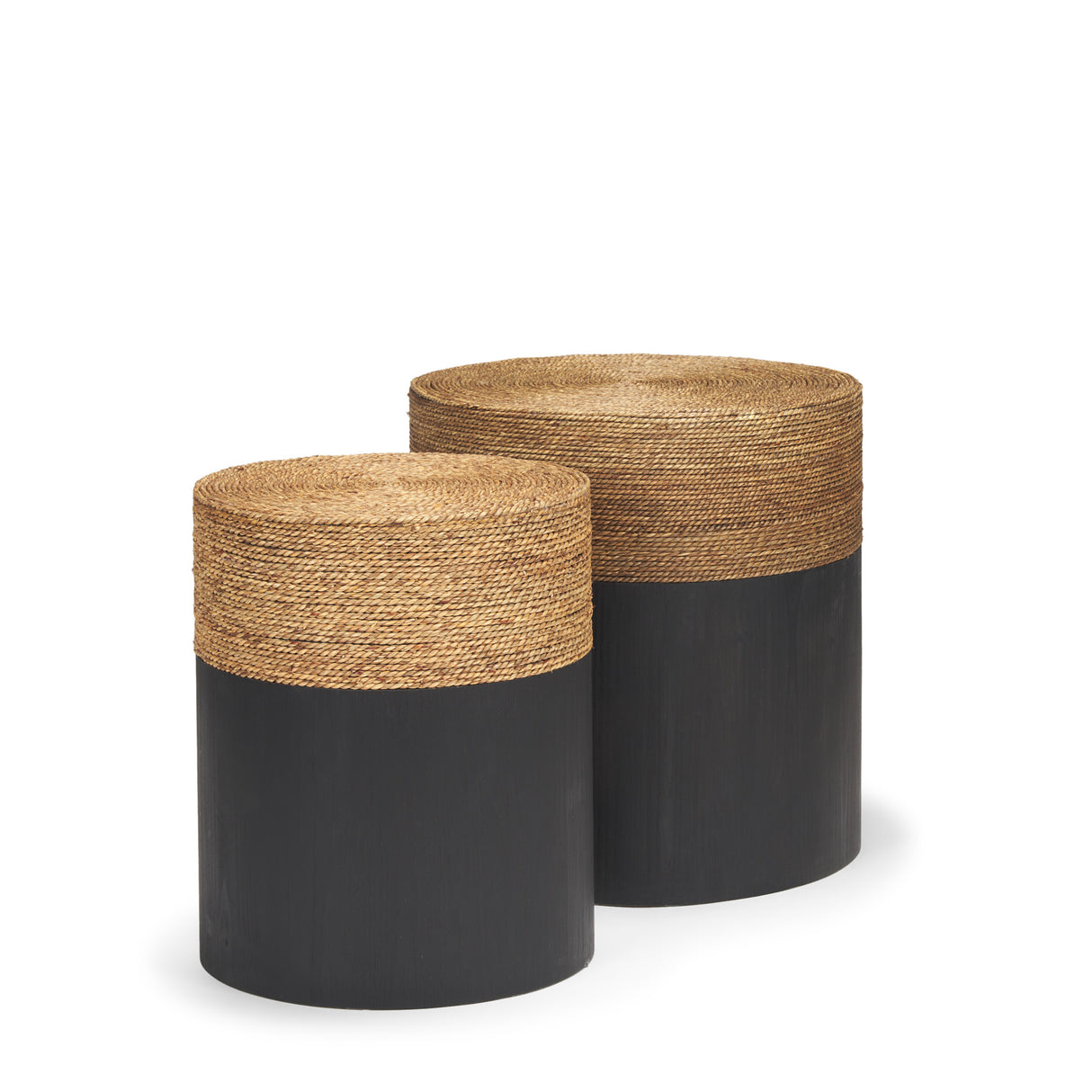 Wenopa Matte Black Wood w/ Natural Jute Accent Tables from Mercana - Luna Furniture