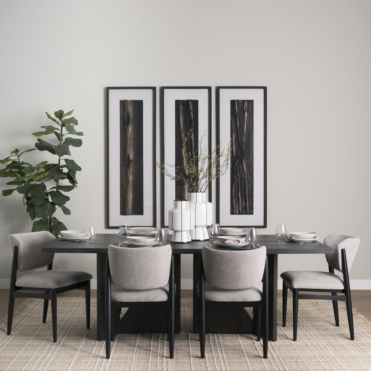 Cline 20.9L x 23.0W x 31.9H Gray Fabric W/Black Wood Dining Chair, Set of 2 from Mercana - Luna Furniture