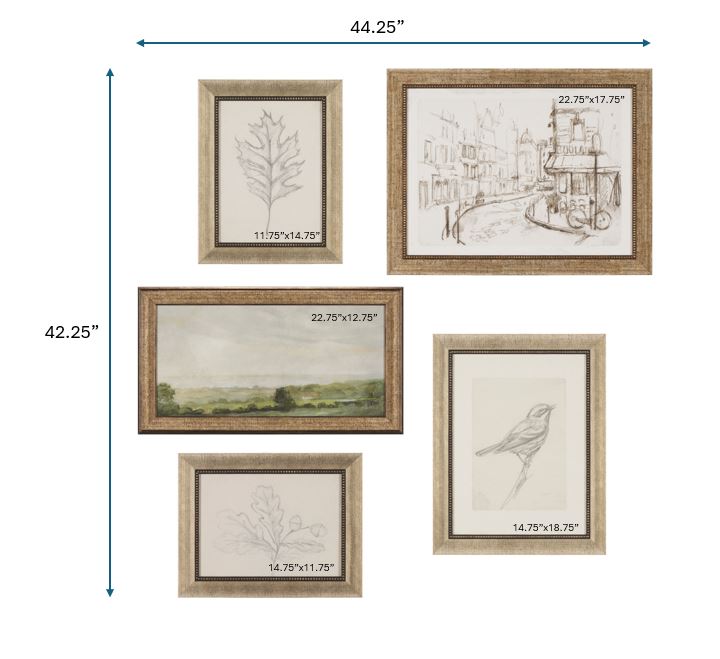 Soft Shadows (Set of 5) by Mercana Studio a Hand Embellished Framed Art Print from Mercana - Luna Furniture
