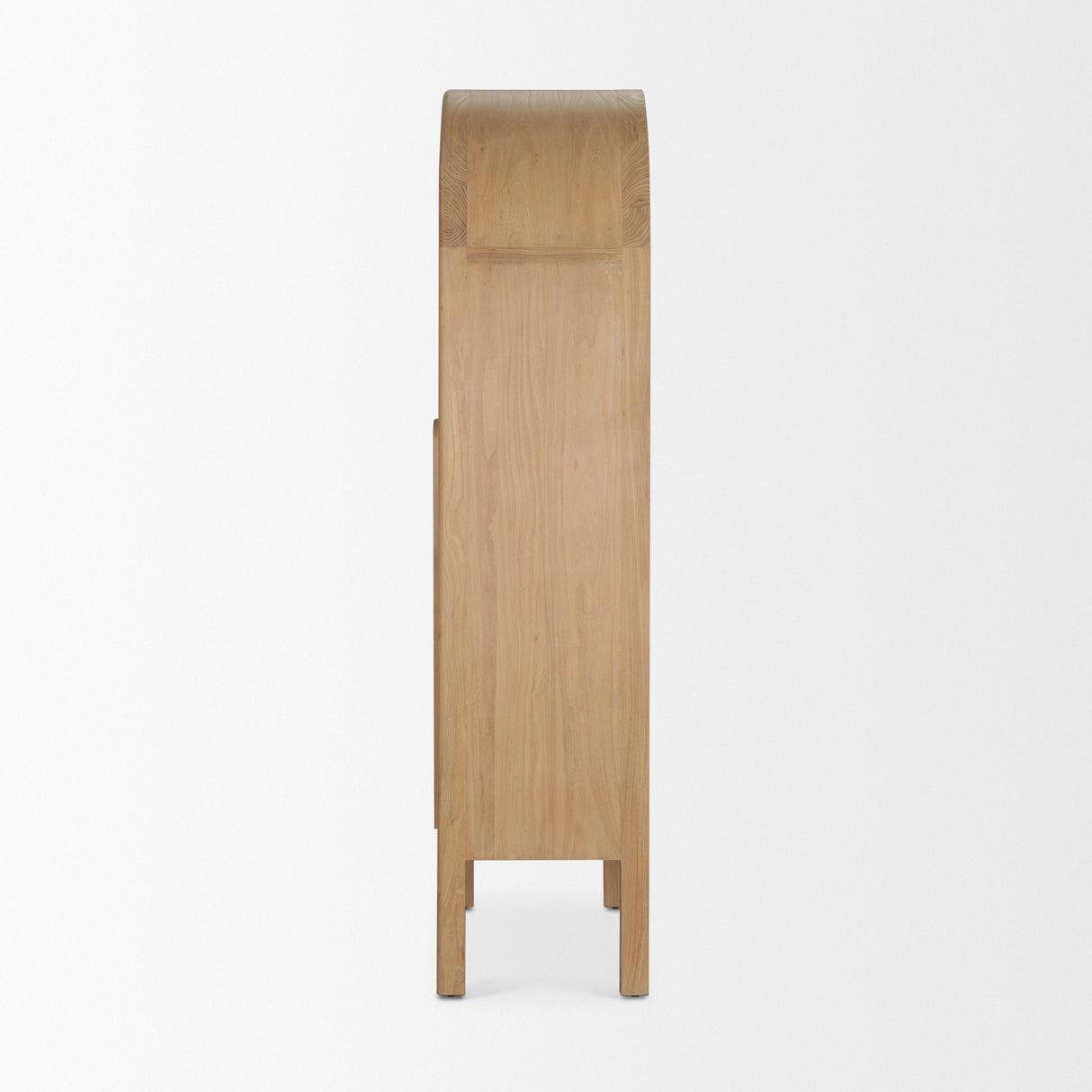 Callum Light Brown Elm Wood w/ Glass Doors Arched Curio Cabinet from Mercana - Luna Furniture