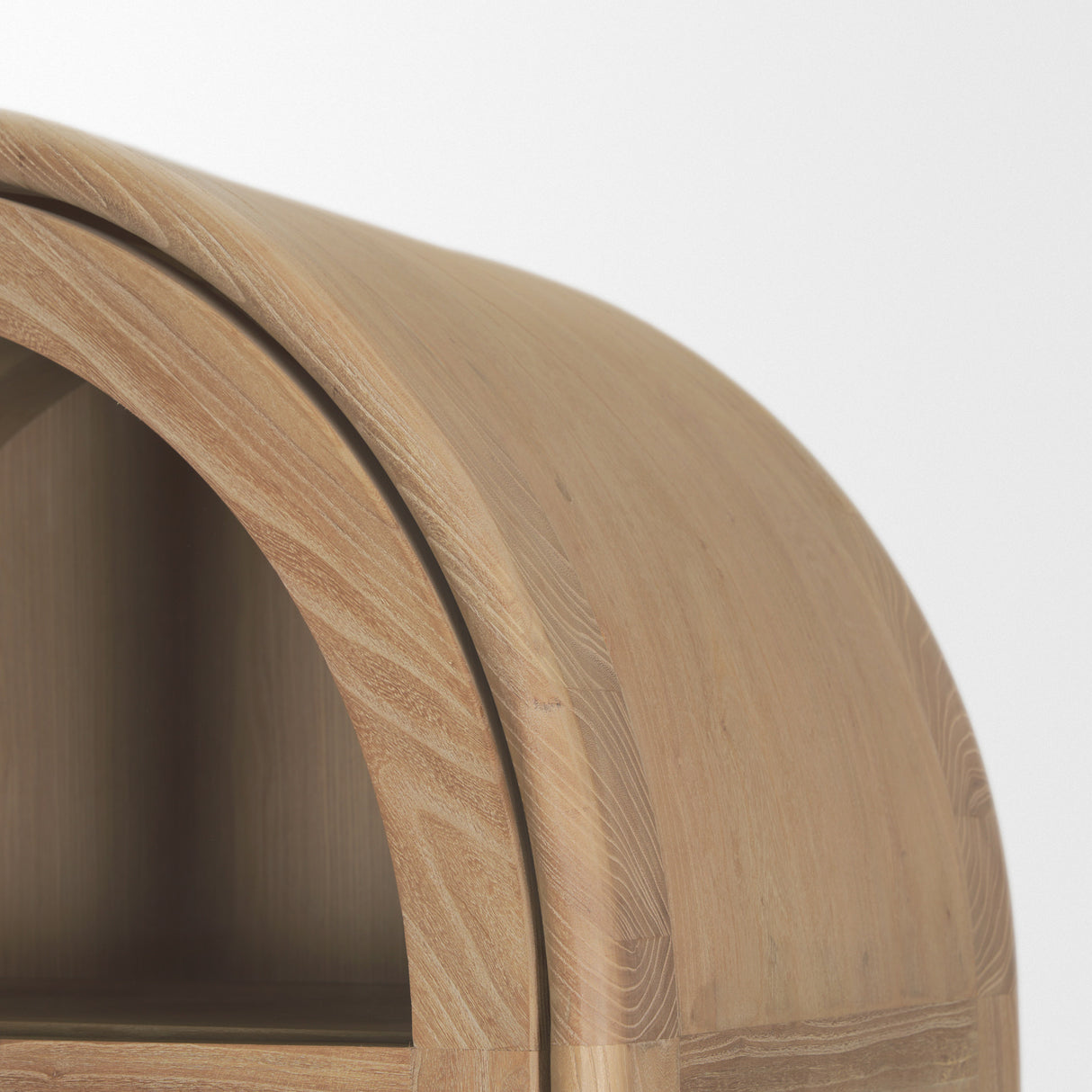 Callum Light Brown Elm Wood w/ Glass Doors Arched Curio Cabinet from Mercana - Luna Furniture