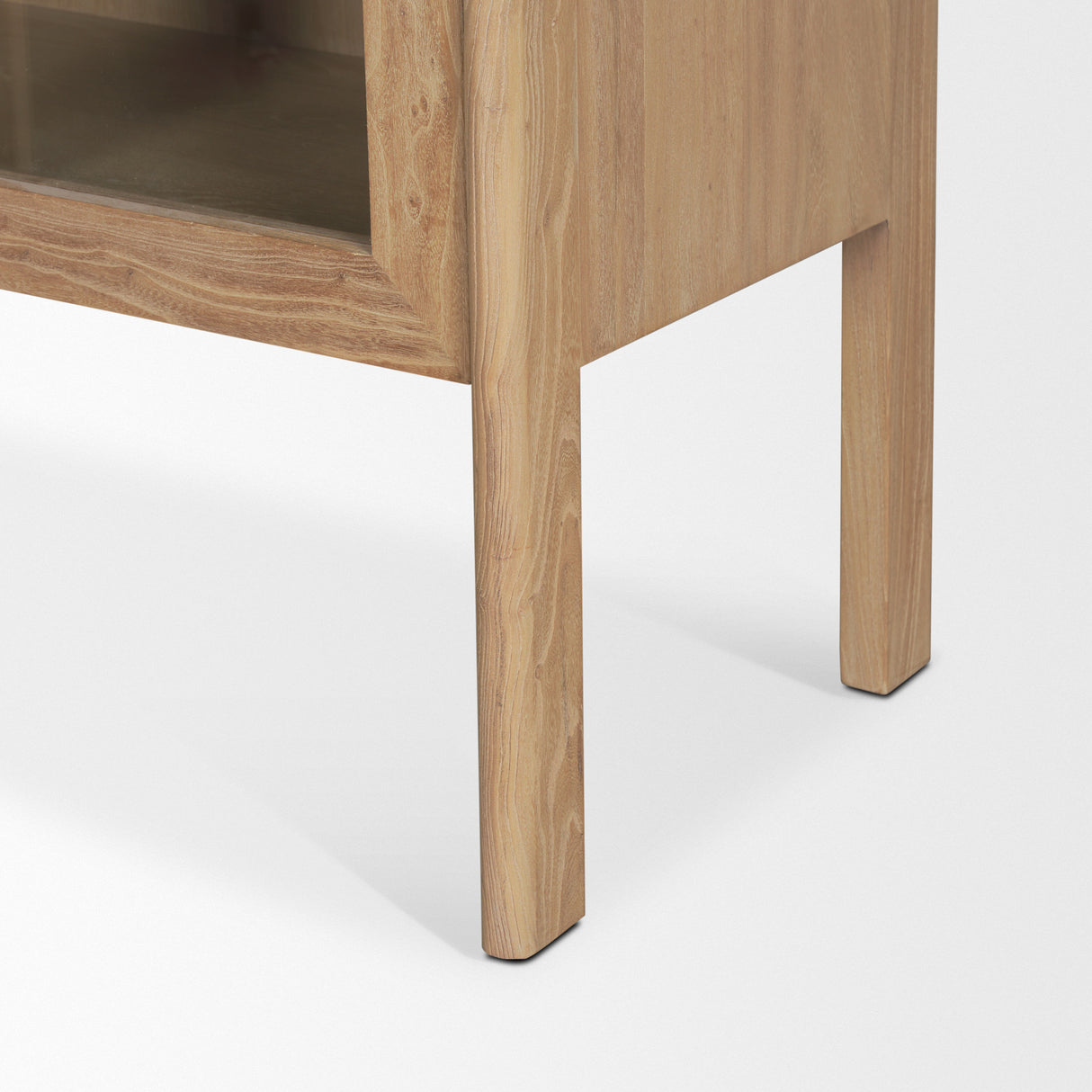 Callum Light Brown Elm Wood w/ Glass Doors Arched Curio Cabinet from Mercana - Luna Furniture