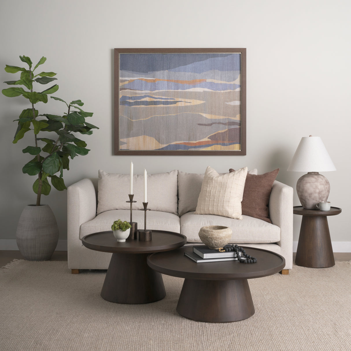 Takoda Dark Brown Wood Tapered Drum Accent Table from Mercana - Luna Furniture