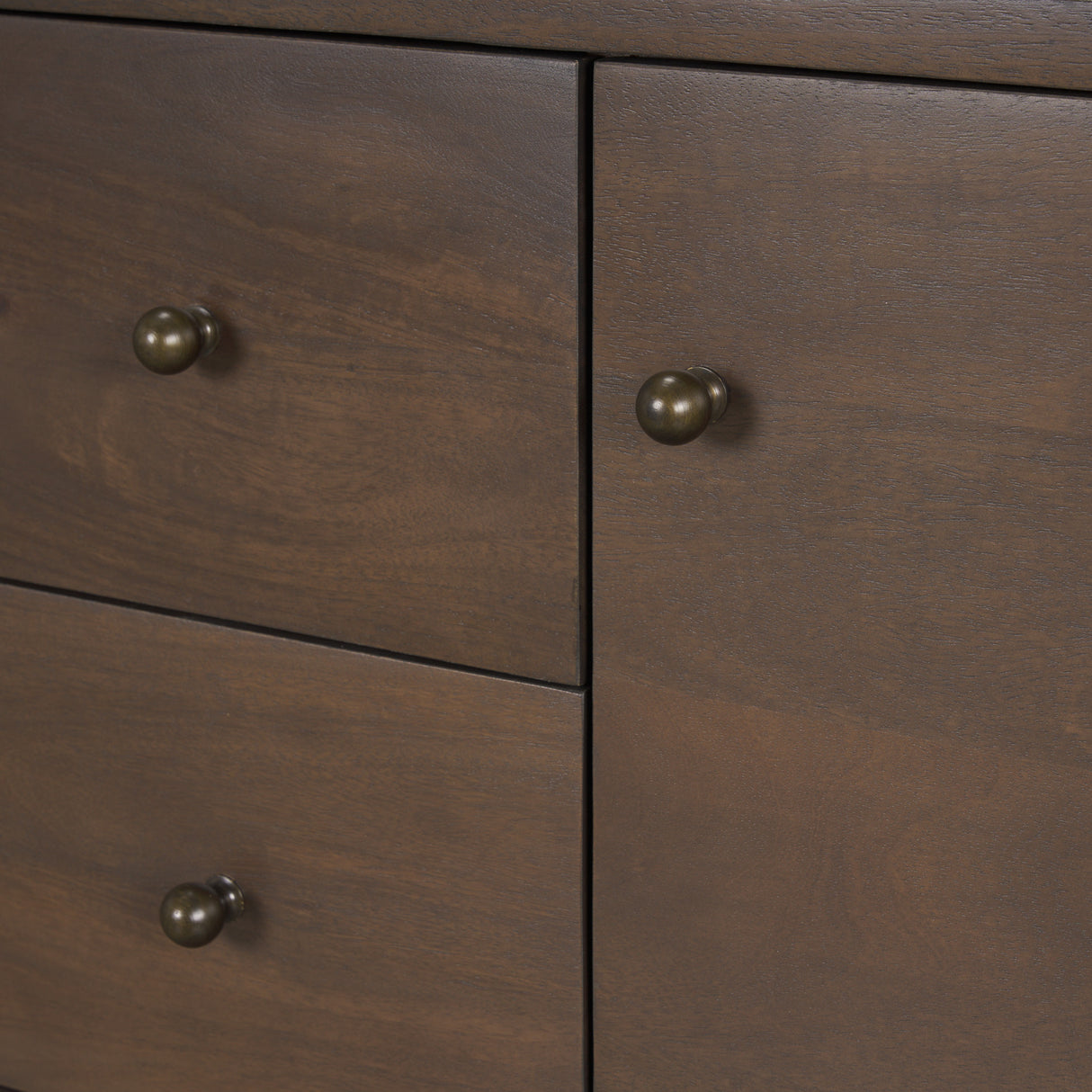 Jonan Dark Brown Wood w/ Dark Aged Brass 2 Door 3 Drawer Sideboard from Mercana - Luna Furniture