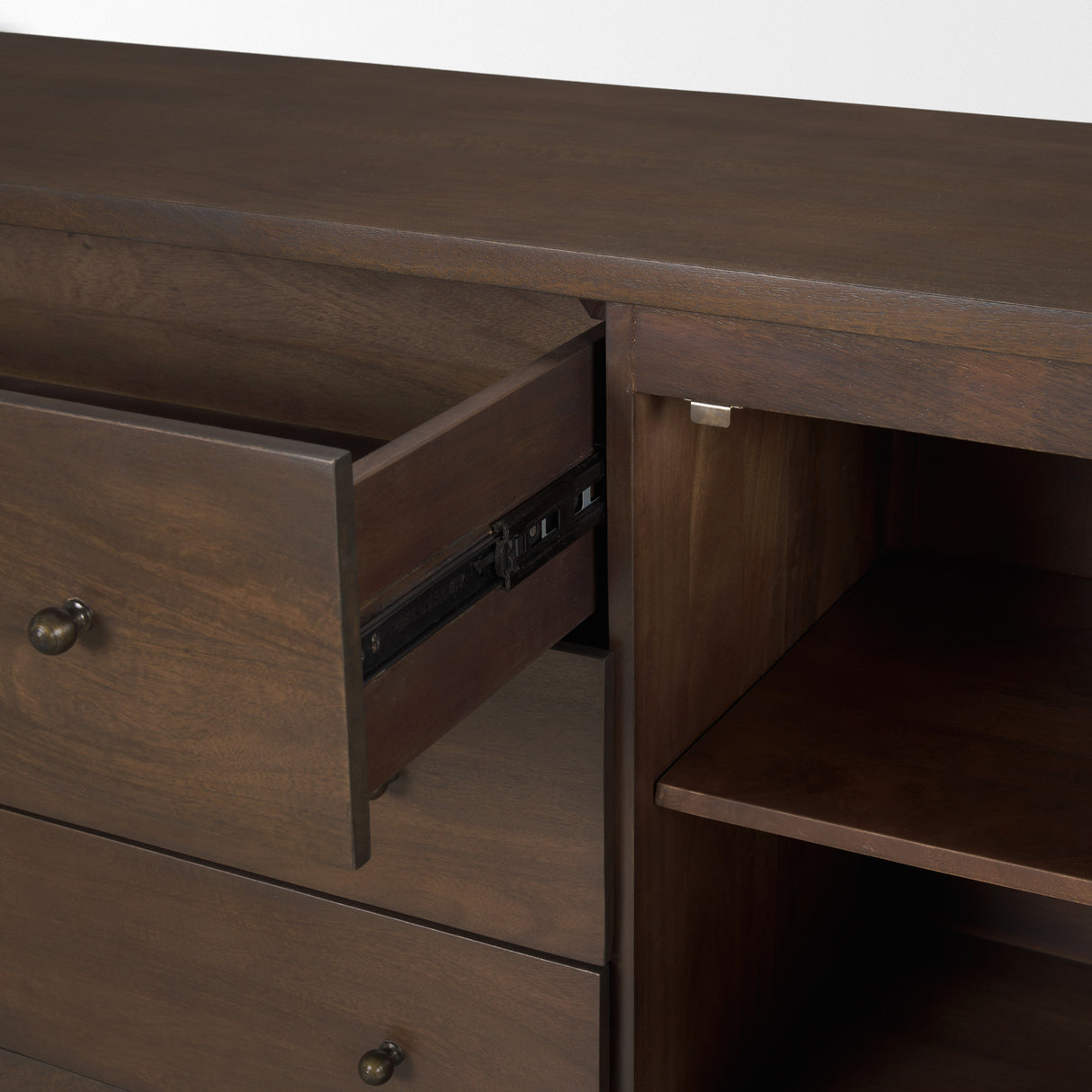 Jonan Dark Brown Wood w/ Dark Aged Brass 2 Door 3 Drawer Sideboard from Mercana - Luna Furniture