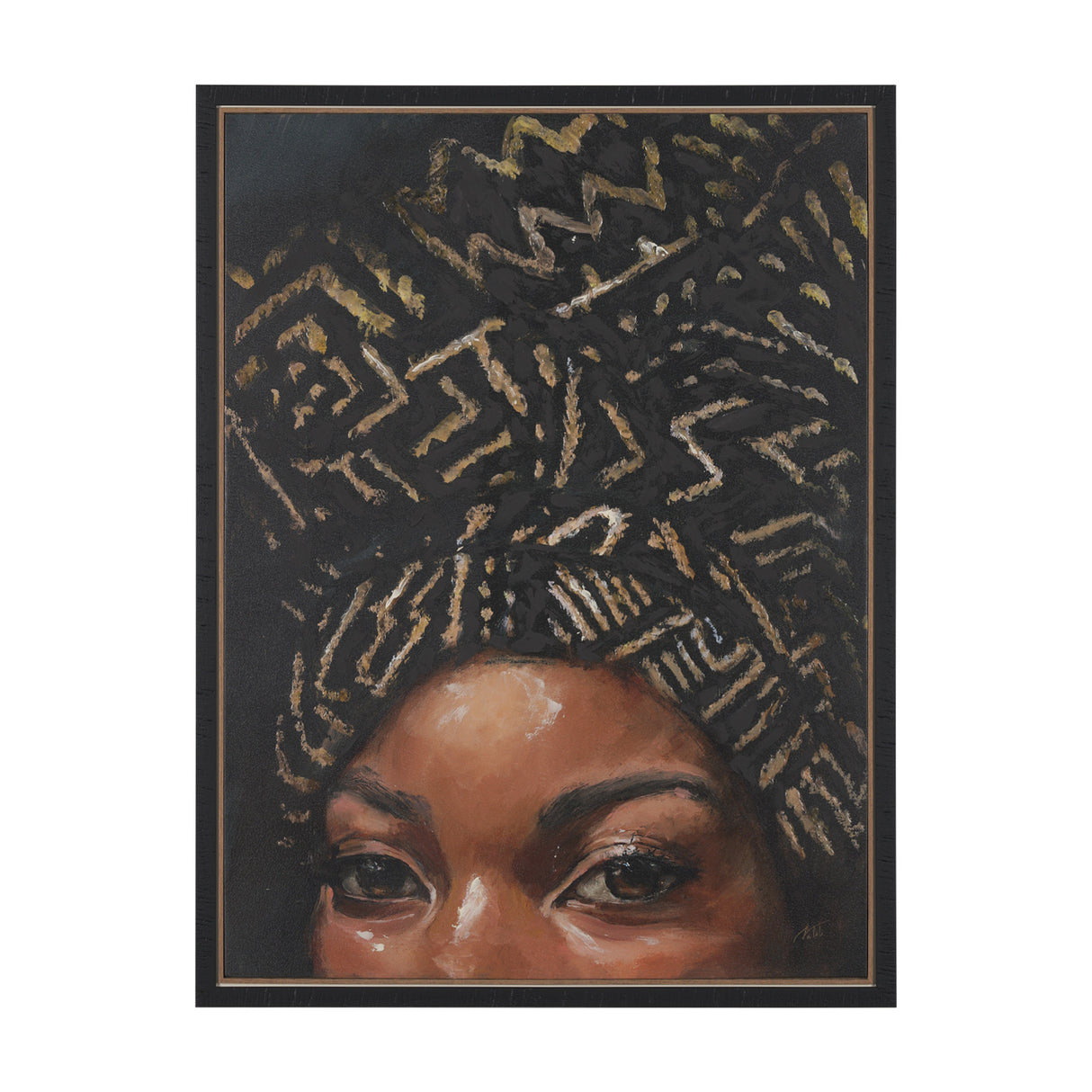 Mud Cloth Head Scarf II by Mercana Studio a Hand Embellished Textured Framed Canvas from Mercana - Luna Furniture