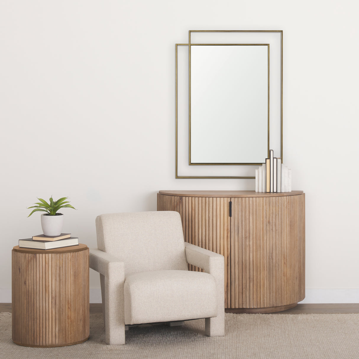Tiva Rectangular Dual Brushed Gold Metal Framed Mirror from Mercana - Luna Furniture