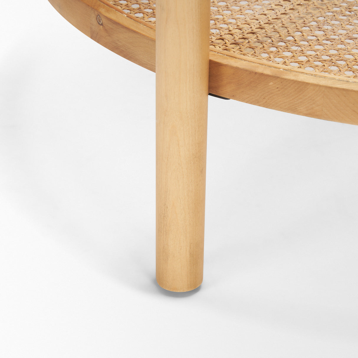 Weslyn Solid Light Brown Wood and Glass Top w/ Cane Coffee Table from Mercana - Luna Furniture