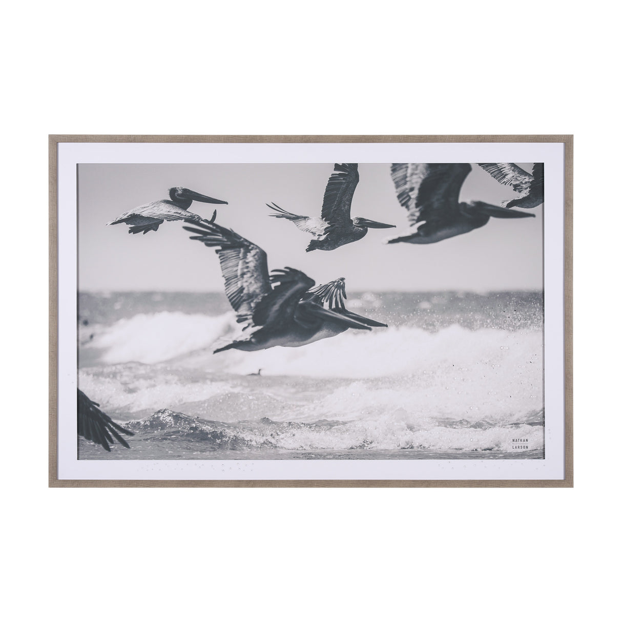 Pelican Beach by Nathan Larson a Hand Embellished Framed Photo Art Print Matted under Glass from Mercana - Luna Furniture