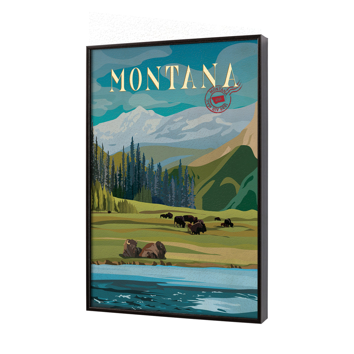Montana Go USA (SM) by Mercana Studio a Hand Embellished Decograph Framed Art Print from Mercana - Luna Furniture