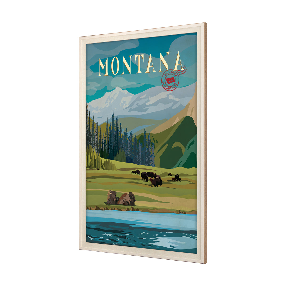 Montana Go USA (XL) by Mercana Studio a Hand Embellished Decograph Framed Art Print under Glass from Mercana - Luna Furniture