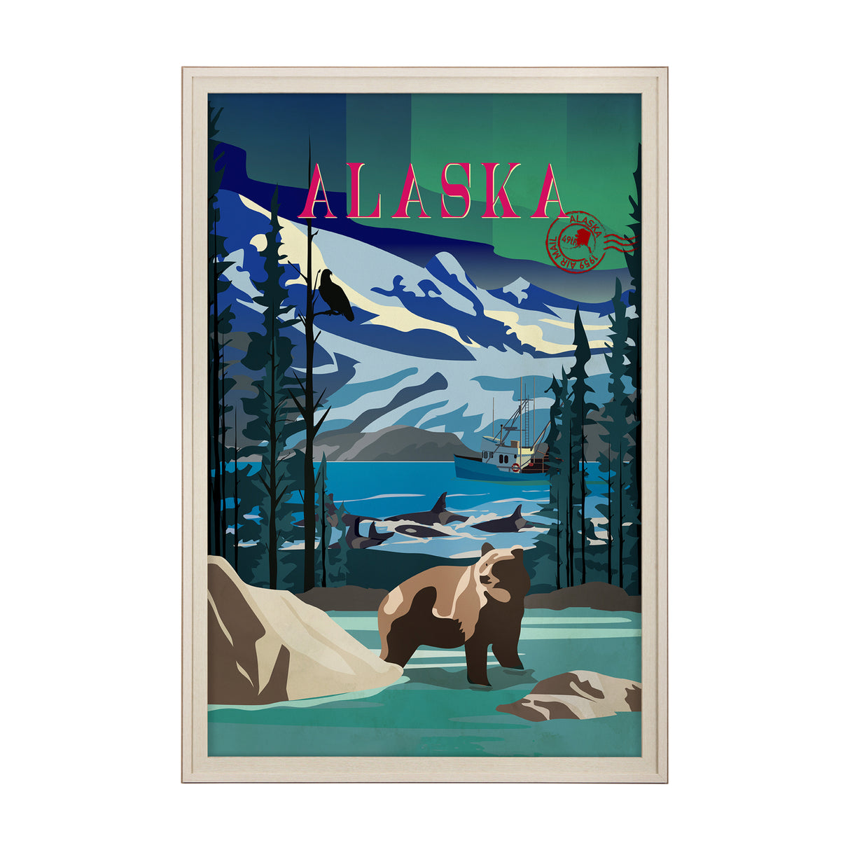 Alaska Go USA (XL) by Mercana Studio a Hand Embellished Decograph Framed Art Print under Glass from Mercana - Luna Furniture