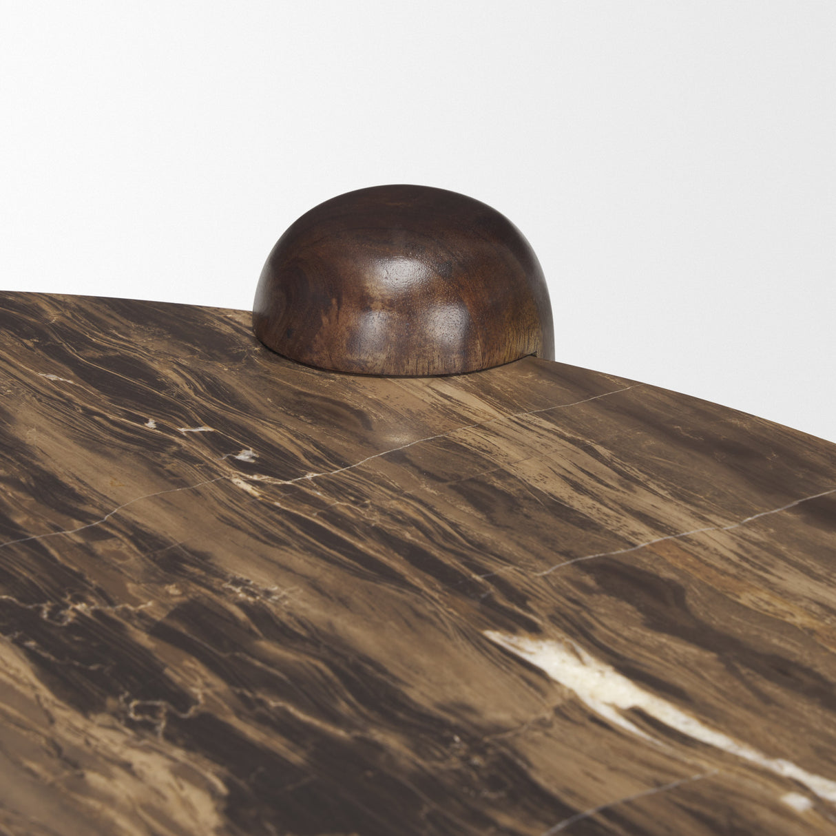 Jovia Brown Mango Wood W/ Cappuccino Marble Round Coffee Table from Mercana - Luna Furniture