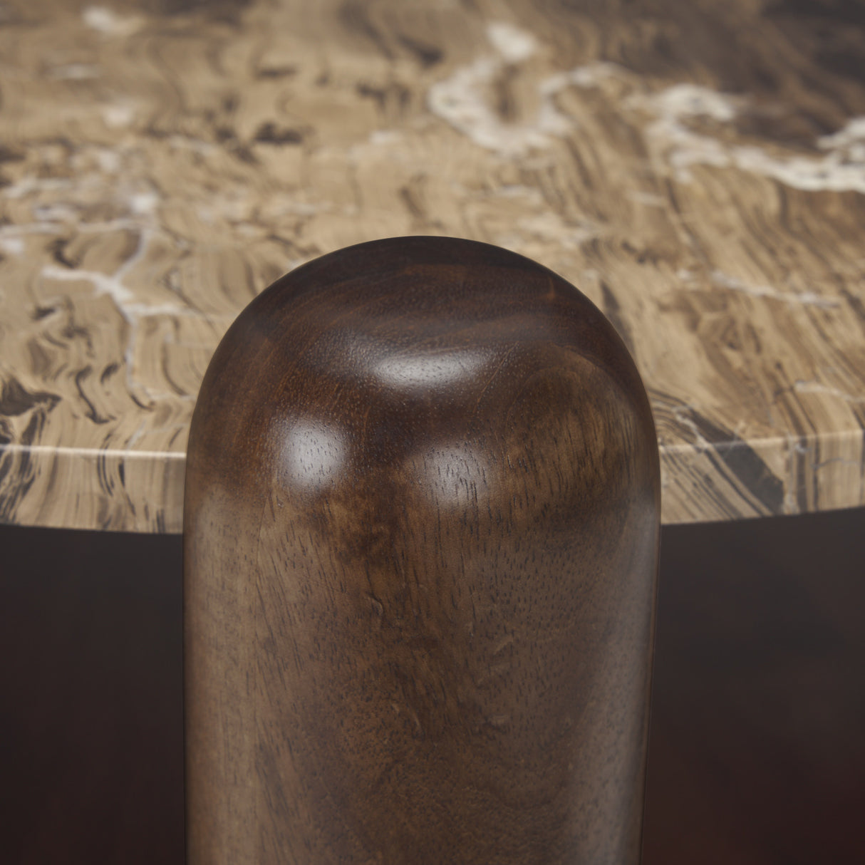Jovia Brown Mango Wood W/ Cappuccino Marble Round Coffee Table from Mercana - Luna Furniture
