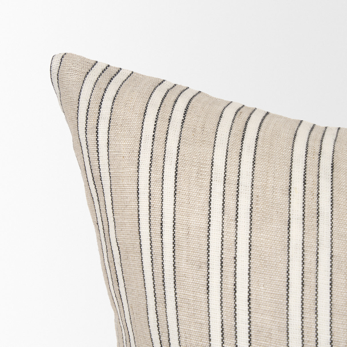 Jaxon Beige and Black Striped Cotton-Linen Decorative Square Pillow Cover from Mercana - Luna Furniture