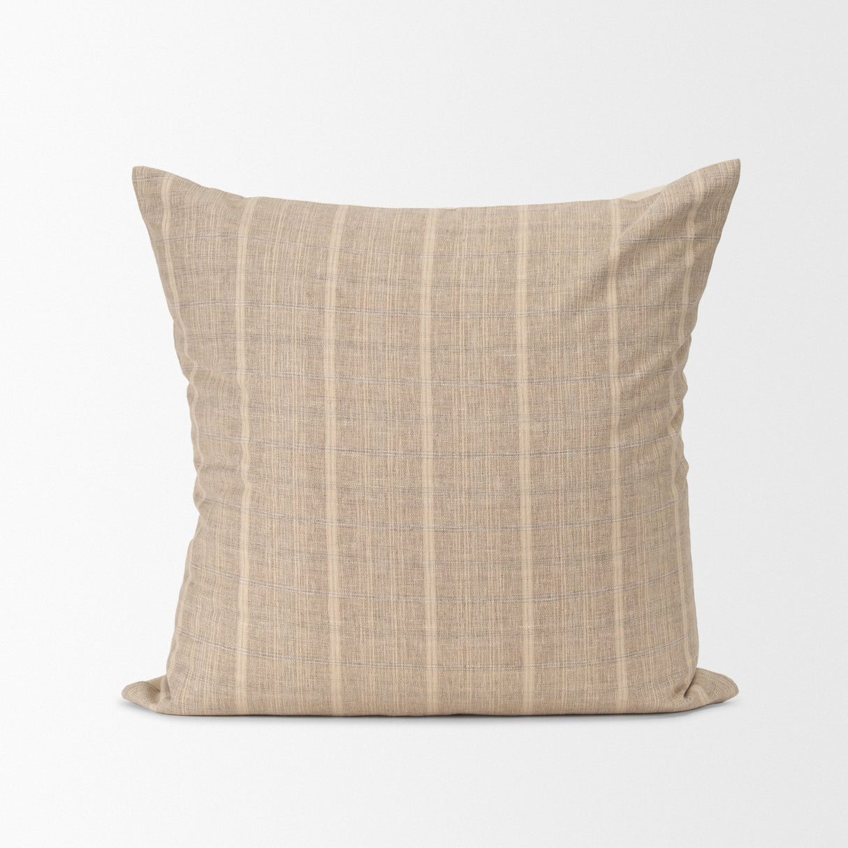 Jensen Beige and Gray Plaid Cotton-Linen Decorative Square Pillow Cover from Mercana - Luna Furniture