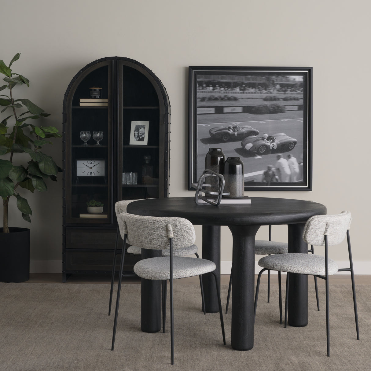 Gehry 72.3" H Dark Brown Metal Brown Wood and Glass Door Display Cabinet from Mercana - Luna Furniture