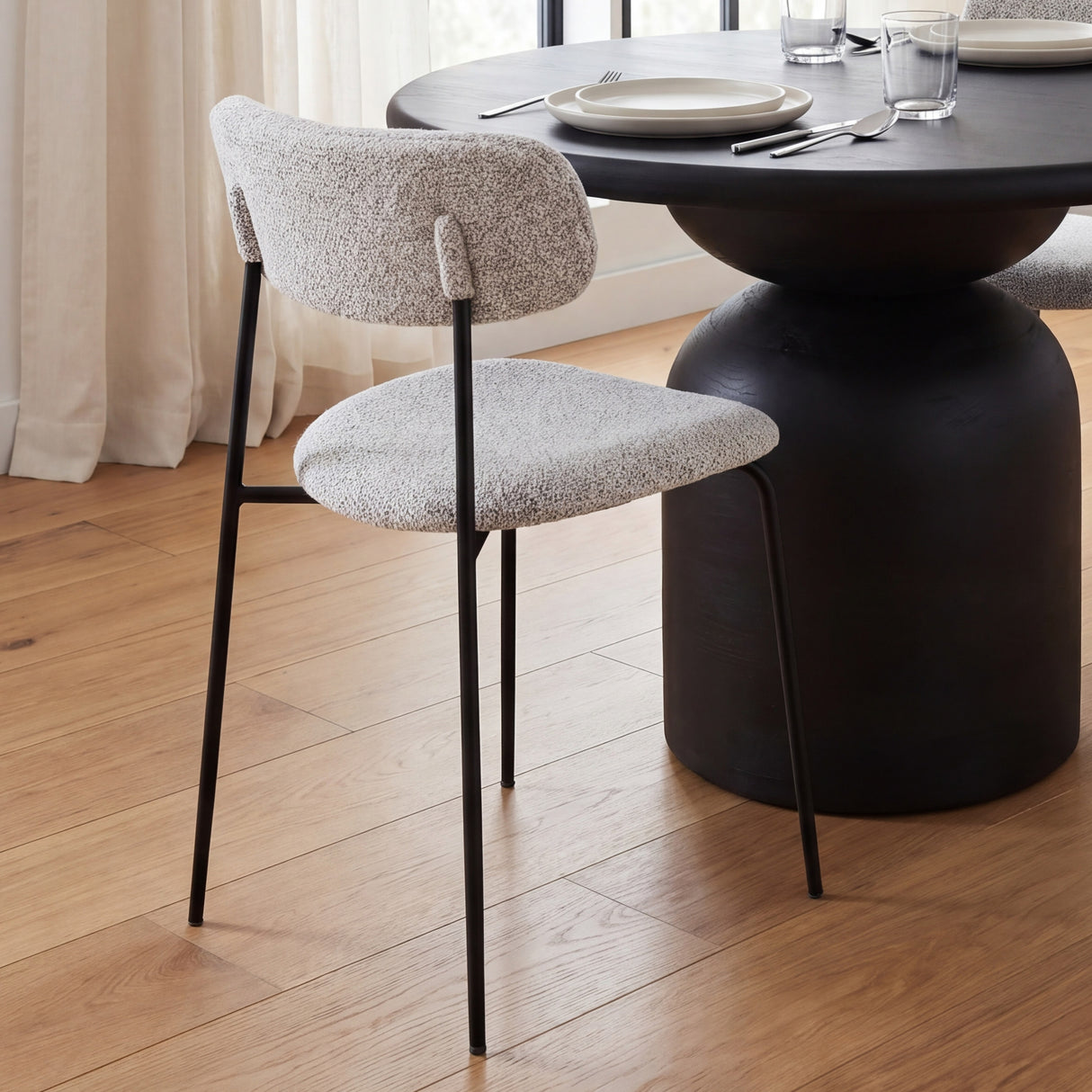 Casey Matte Black Metal w/ Gray Fabric Dining Chair, Set of 2 from Mercana - Luna Furniture